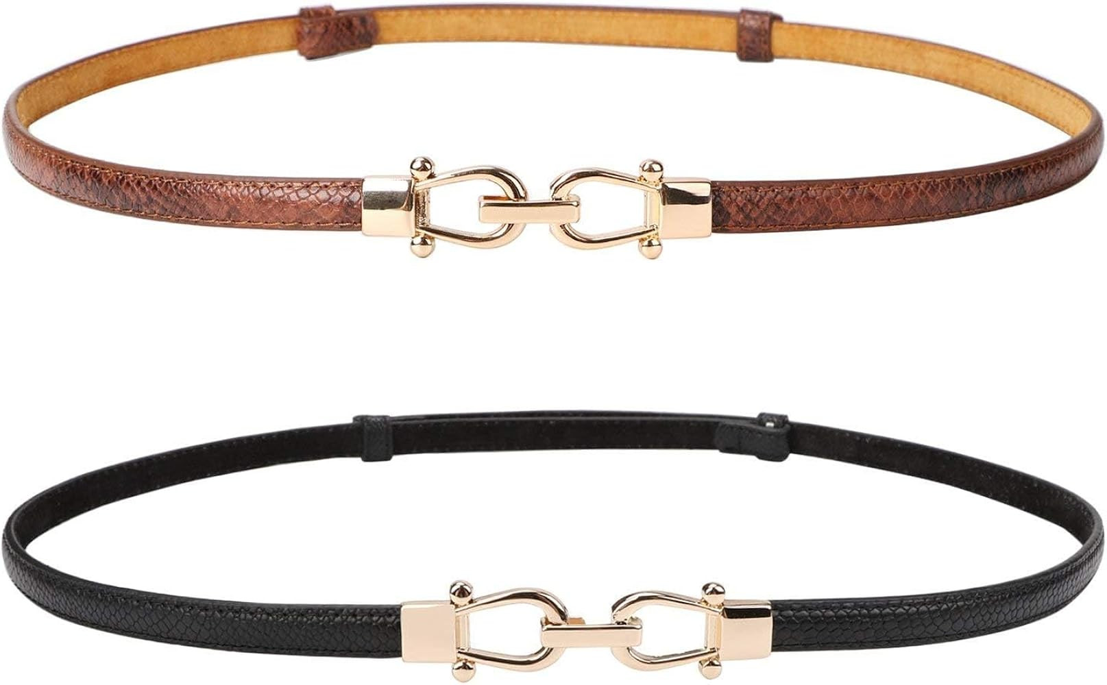 JASGOOD Leather Skinny Women Belt for Dresses up Thin Waist Belts with Golden Buckle | Amazon (CA)
