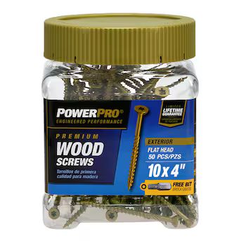 Power Pro #10 x 4-in Epoxy Exterior Wood Screws (50-Per Box) | Lowe's