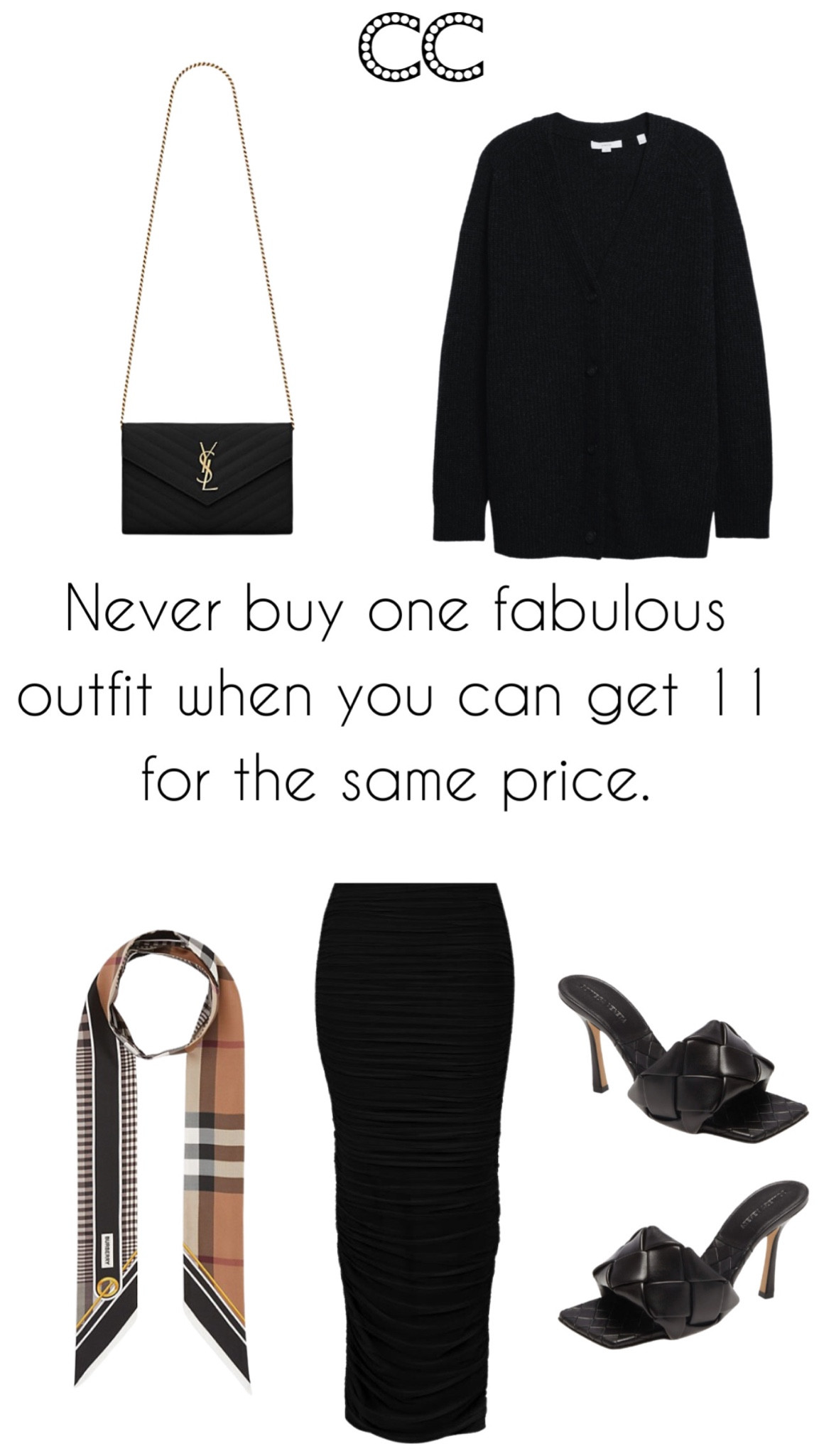 Make 11 outfits out of 1
1. Long V Neck Cardigan- cashmere works best 
2. A convertible skirt
3. Classic black heels
4. A long thin scarf
5. A wallet on a chain 

See all 11 outfits now on Instagram and in my 49 outfit carryon capsule wardrobe lookbook

#LTKGiftGuide #LTKtravel