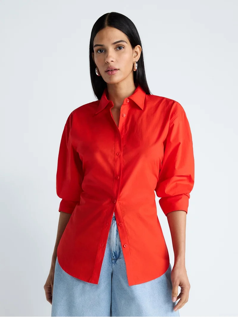 Devil Wears Prada Scoop Collection Women's and Women's Plus Lace Up Cotton Shirt, Sizes XS-4X | Walmart (US)