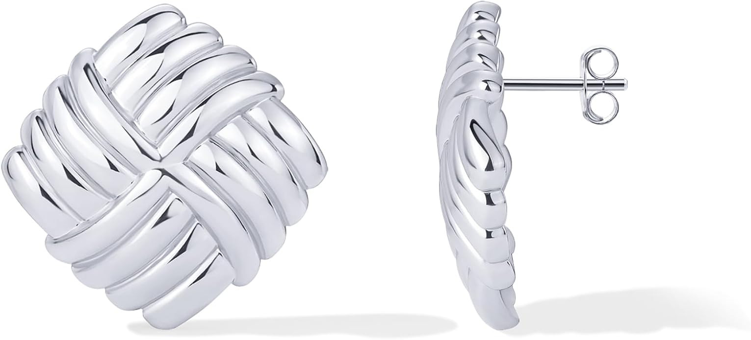 PAVOI 14K Gold Plated Chunky Statement Vintage Earrings for Women | Trendy Knot Triangle Rope But... | Amazon (US)