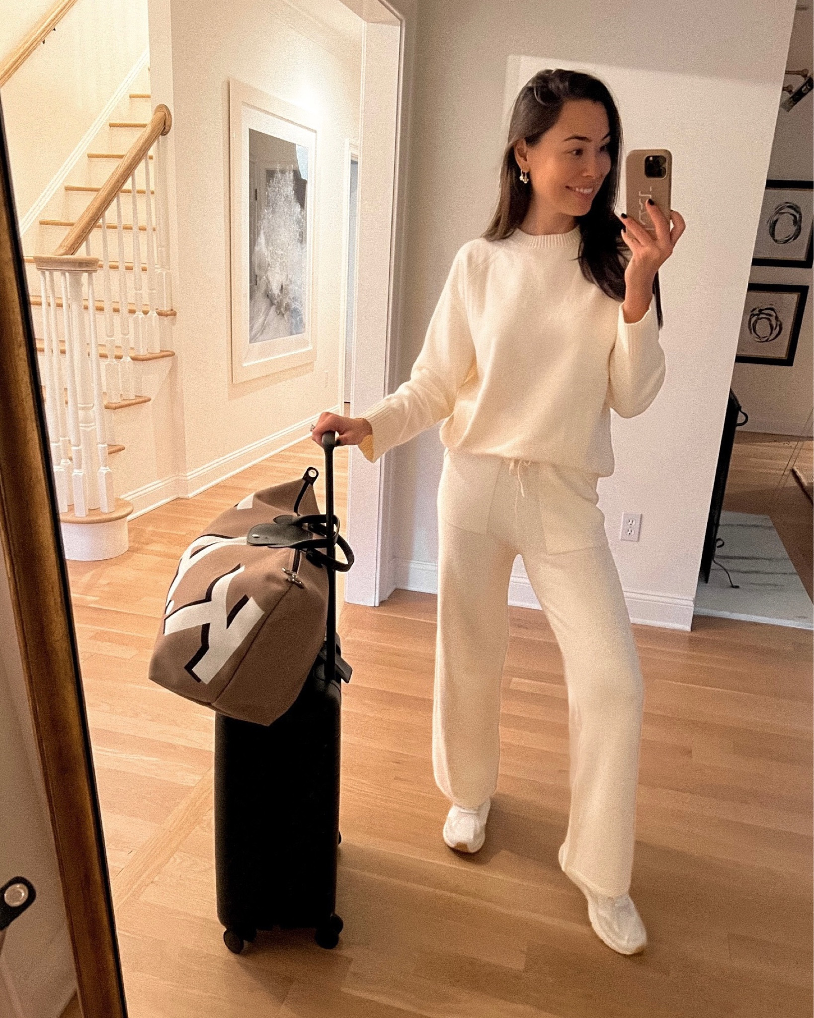 Kat Jamieson of With Love From Kat wears a jogger set from @walmartfashion. Travel style, cozy, neutral, sweatpants. #ad #walmartfashion 

#LTKunder50 #LTKtravel #LTKunder100