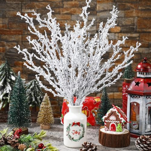 Giegxin 6 Pieces Snowy Branches Tree Picks 16 Inch Artificial White Christmas Tree Branches White... | Amazon (US)