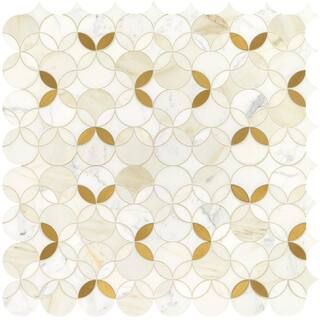 Daltile Lavaliere Shapestry 12 in. x 12 in. Marble and Brass Mosaic Tile (1.021 sq. ft./Each) LV3... | The Home Depot