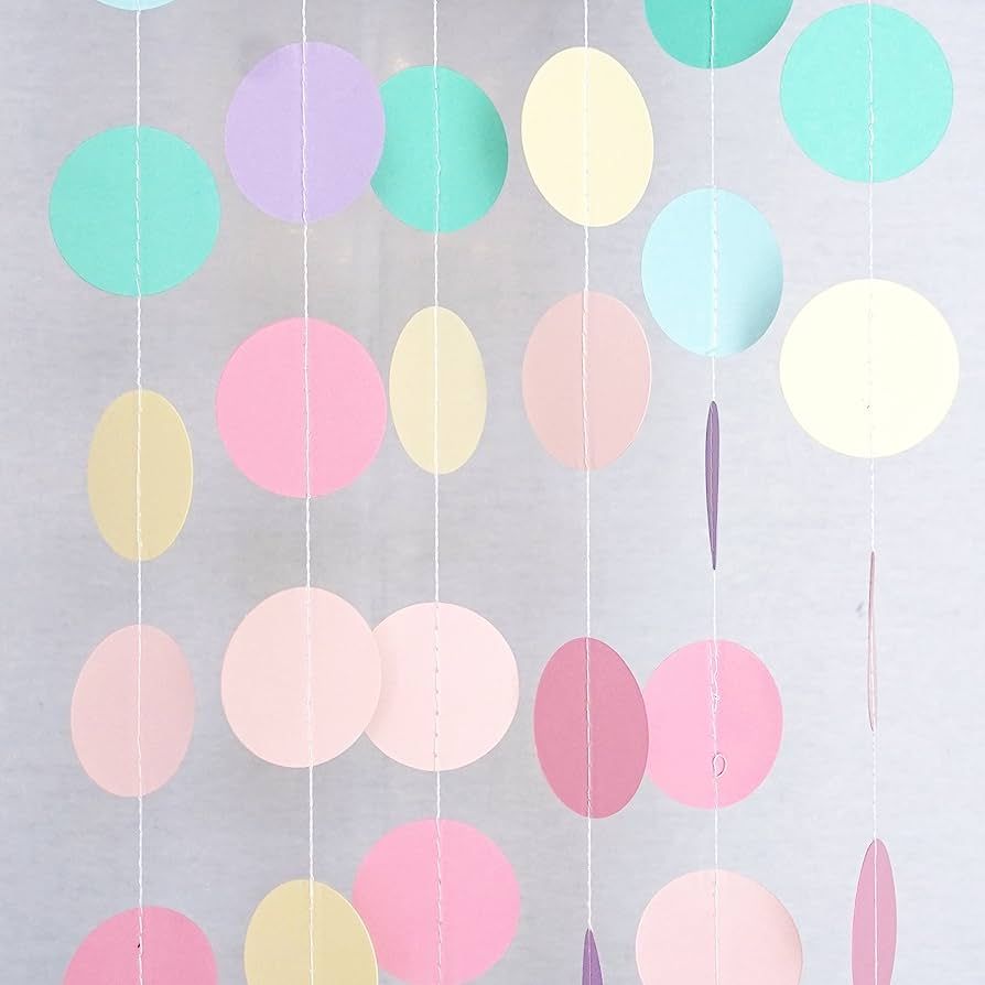 Chloe Elizabeth Circle Dots Paper Party Garland Streamer Backdrop (10 Feet Long) - Unicorn Pastel | Amazon (US)