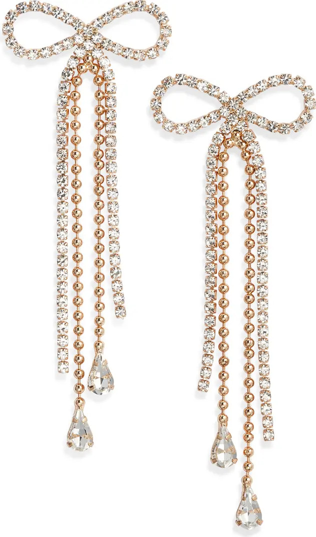 Open Edit Stone Crystal Bow Drop Earrings | Nordstrom | Nordstrom