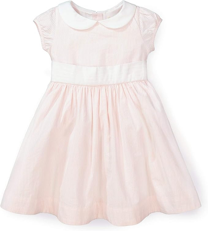 Hope & Henry Layette Baby Girl Woven Short Sleeve Dress with Peter Pan Collar | Amazon (US)