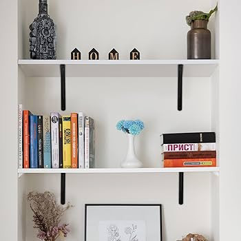 4 Pack L8 x H 6" Black Heavy Duty Shelf Brackets with Screws Metal Shelf Brackets Shelf Support A... | Amazon (US)