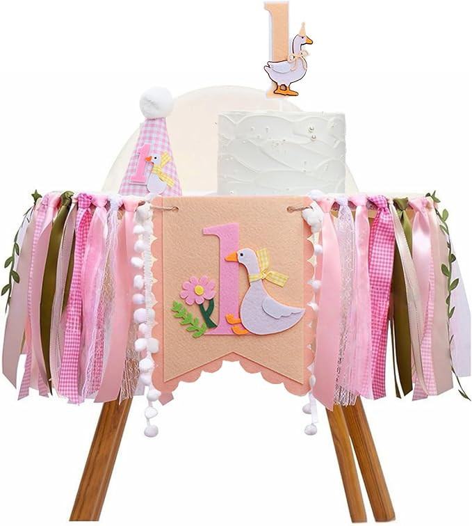 One Funny Goose High Chair Banner for Girls - Goose Theme 1st Birthday Decorations, One High Chai... | Amazon (US)