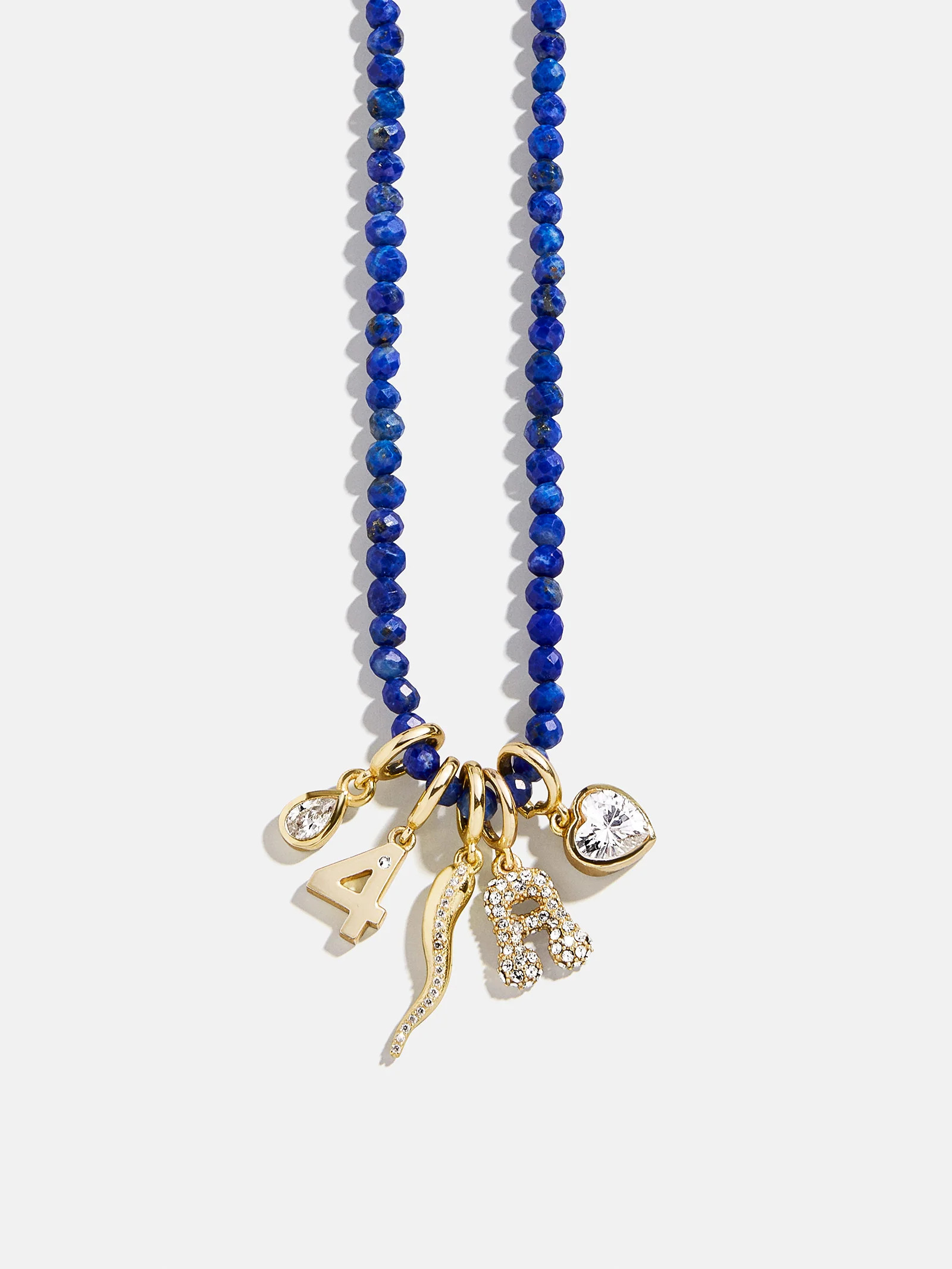 Semi-Precious Cluster Charm Necklace - Lapis Chain | BaubleBar