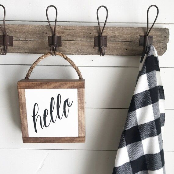 Hello sign, wooden sign, hanging sign | Etsy (US)