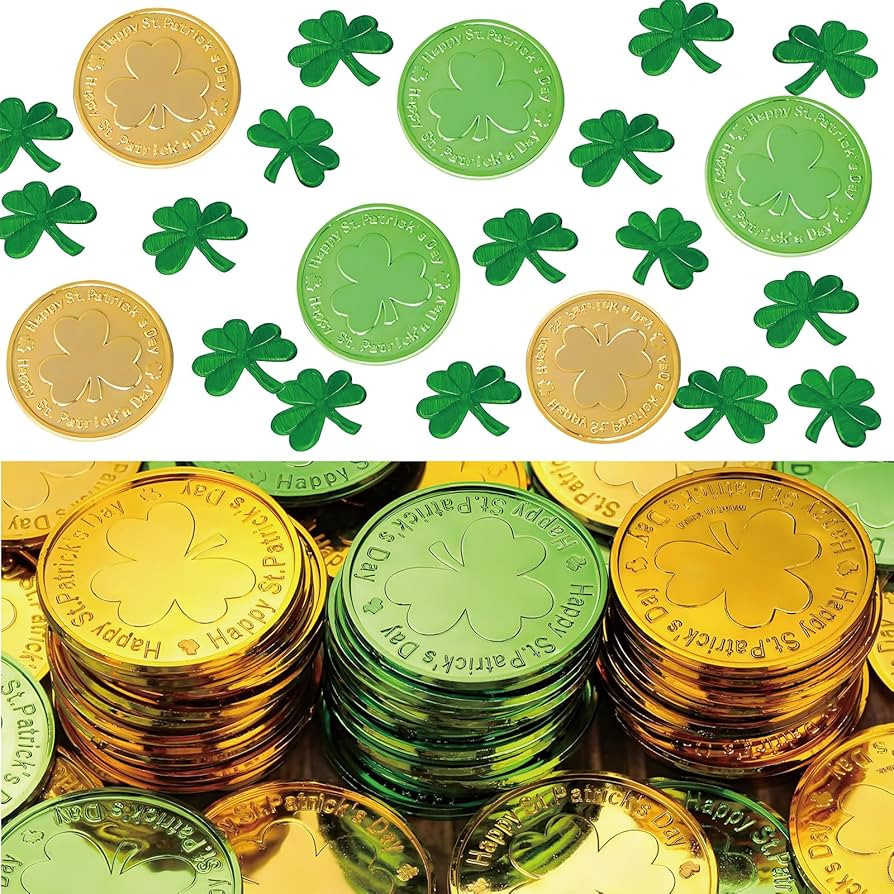 St Patricks Day Table Decorations,50 Pcs St Patricks Day Shamrock Coins and 1 Oz 200 pcs Shamrock... | Amazon (US)
