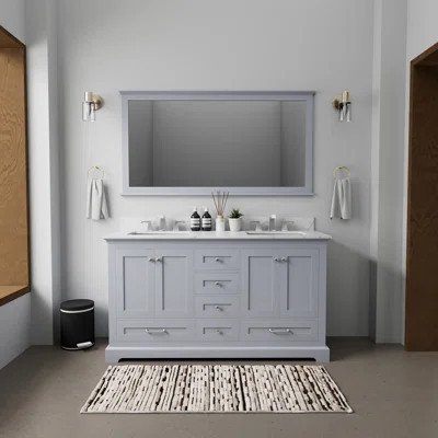 60 In. W X 22 In. D Double Bath Vanity With Carrara Marble Top And Faucet | Wayfair North America