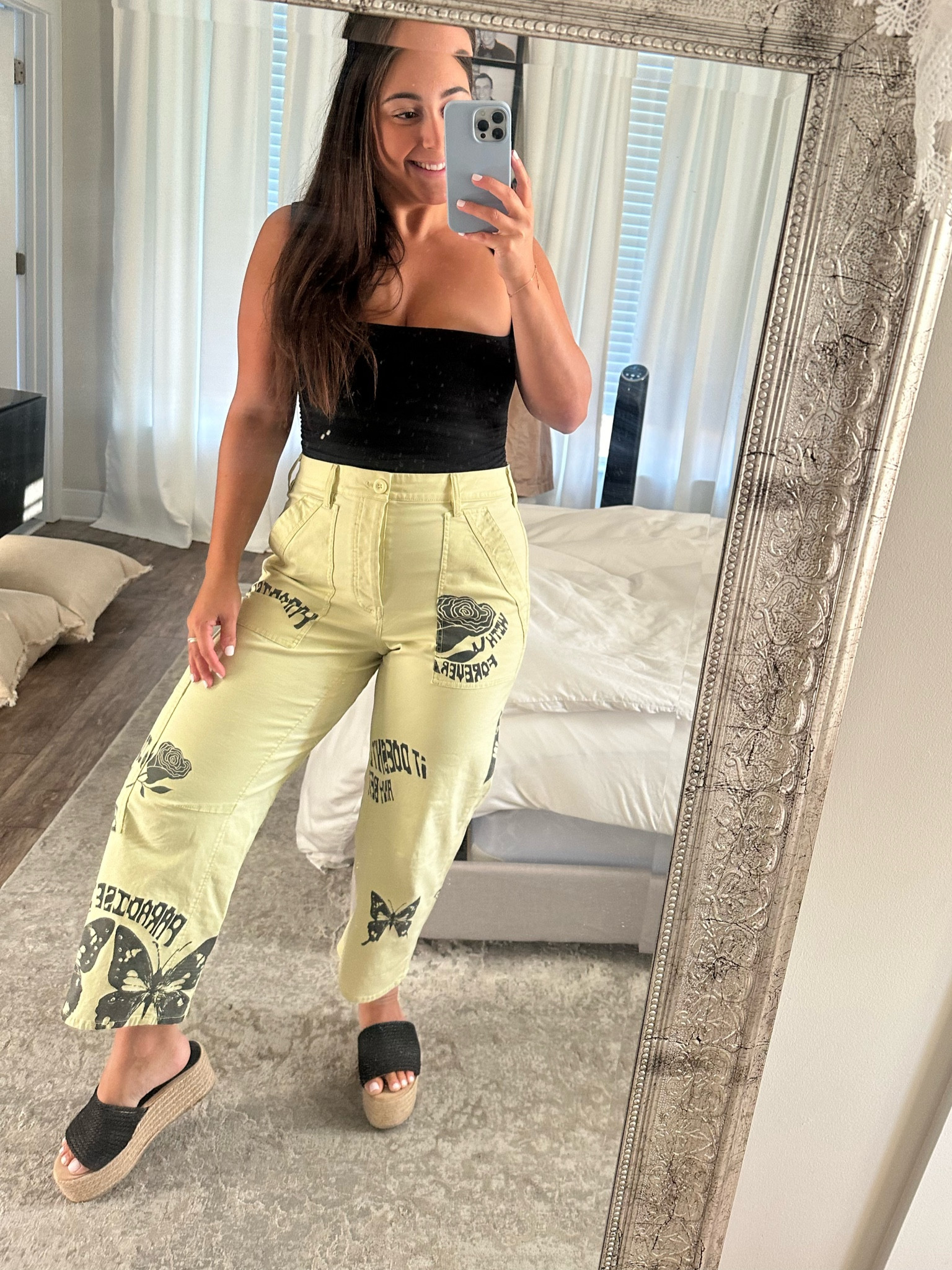 These pants are so fun. Very comfy & stretchy! Got so many compliments today on them! Size 29

Top is my all time favorite. I get so much wear out of it! Size M 


#LTKU #LTKSaleAlert #LTKStyleTip