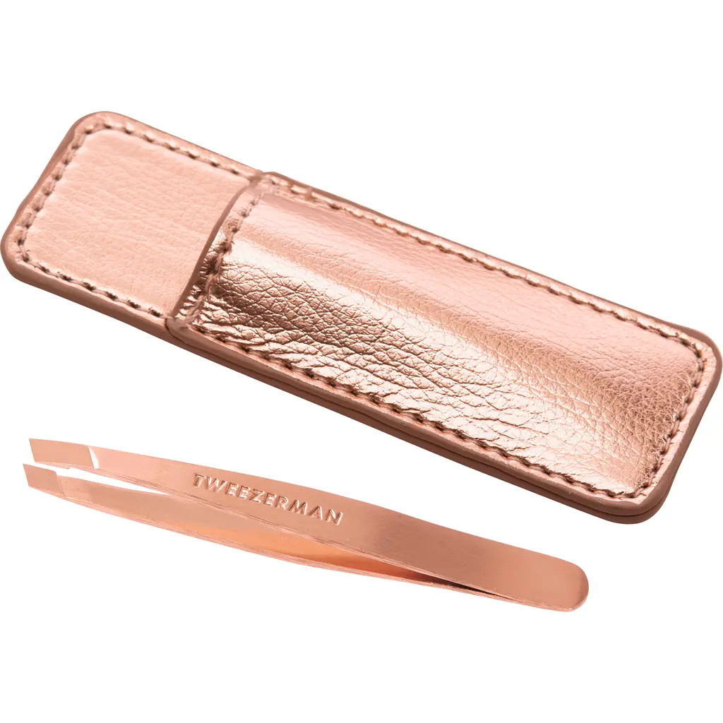 TWEEZERMAN Rose Gold Mini Slant Tweezer & Case Set at Nordstrom | Nordstrom