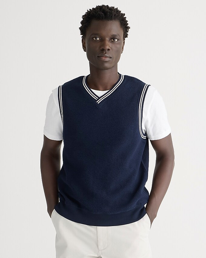 Cotton piqué-stitch sweater-vest | J. Crew US
