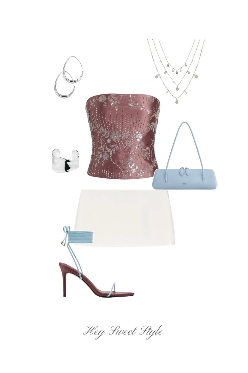 Summer Going Out Outfit: Sequin Tube Top + White Skort ★  

 