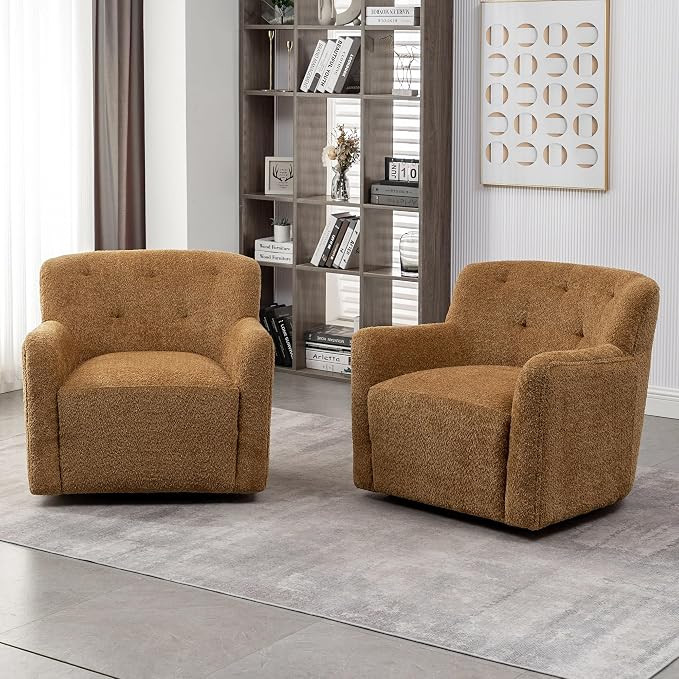 32.5" W Modern Upholstered Swivel Chenille Accent Chair Armchair Set of 2, No Assembly Square Bar... | Amazon (US)