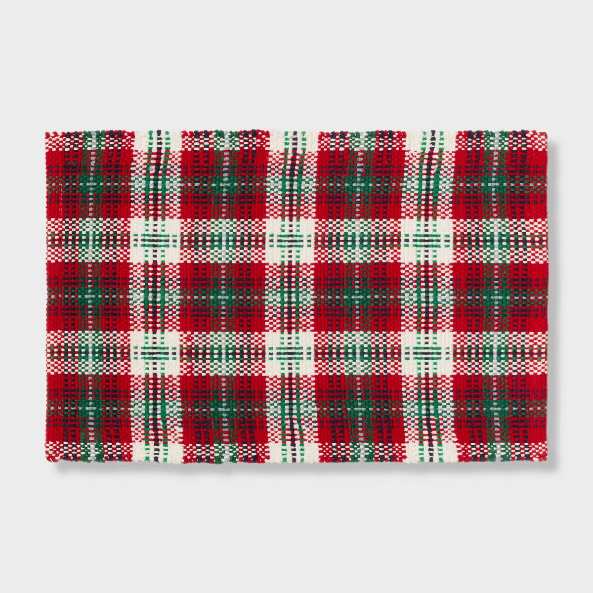 20"x30" Woven Plaid Christmas Bath Rug Red/Green - Threshold™ | Target