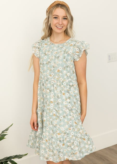 Valeria Mint Floral Embroidered Dress | My Sister's Closet Boutique