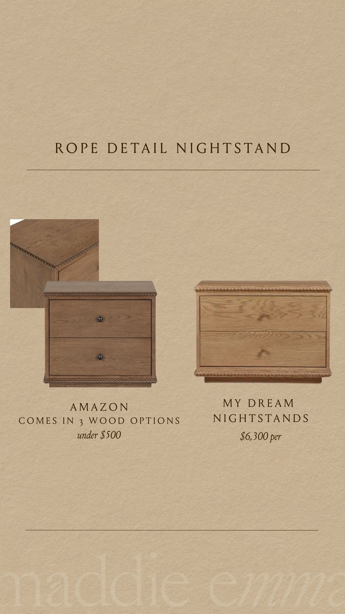look for less rope detail wood nightstand