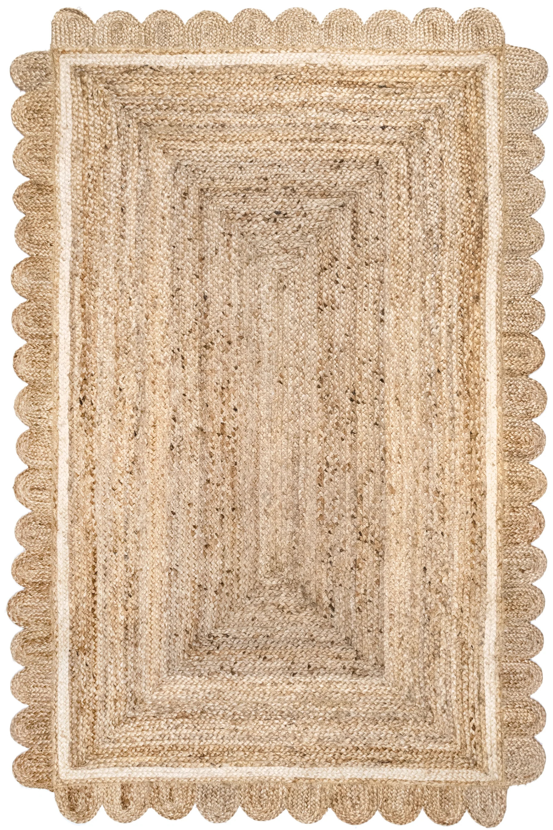 Anna Scalloped Jute Rug | Ivory | Rugs USA