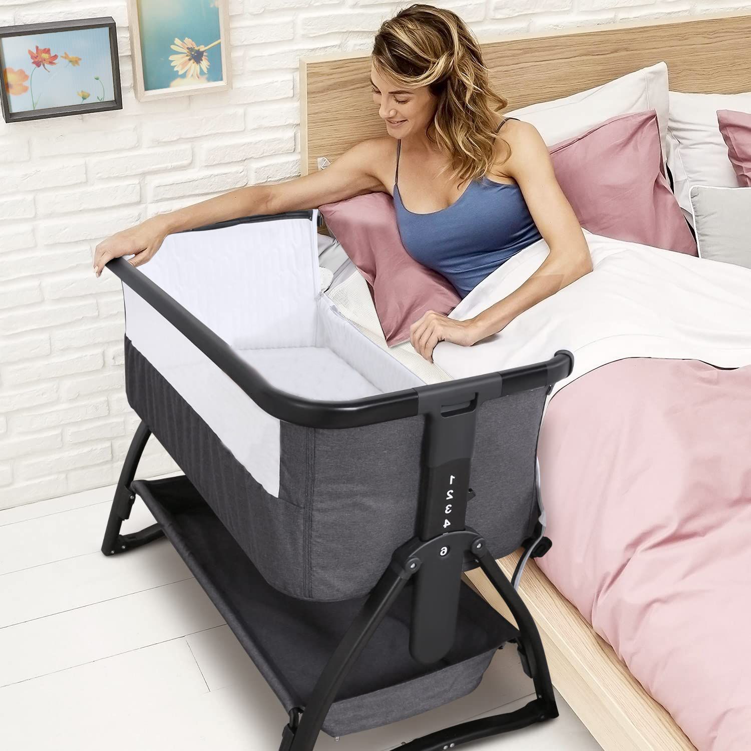 Adnoom Baby Bassinet Bedside Sleeper, Baby Bed to Babies Cradle, Adjustable 7-Level Height Portab... | Walmart (US)