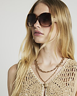 Brown tortoise shell oversized sunglasses | River Island (UK & IE)