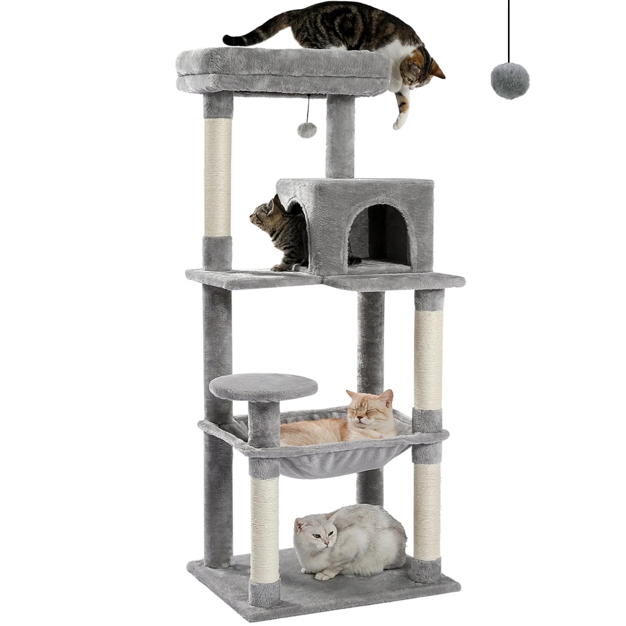 Pawz Road Cat Tree for Large Cats 56"Tall Cat Tower Condo with Scratching Post for Indoor Cats,Gr... | Walmart (US)