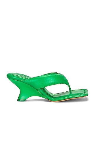 GIA BORGHINI for FWRD Leather Thong Wedge Sandal in Dark Green | FWRD 