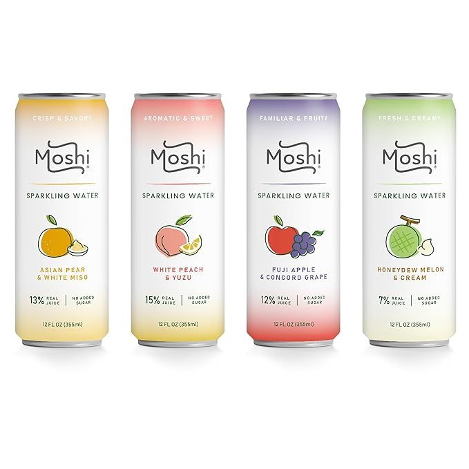 Moshi Asian Flavored Sparkling Water - Variety 12 Pk- Carbonated Drink Made With Real Fruit Juice... | Amazon (US)