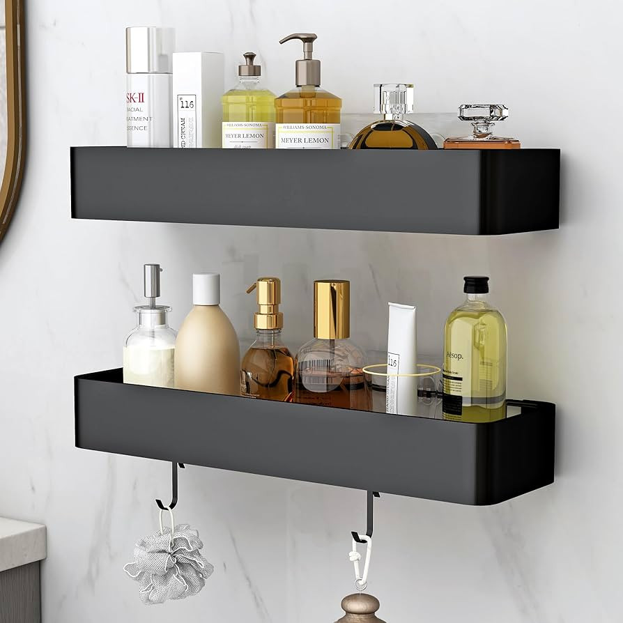 Stainless Steel Shower Caddy, 2 Pack Waterproof Rustproof Large Adhesive Shower Organizer Shelf, ... | Amazon (US)