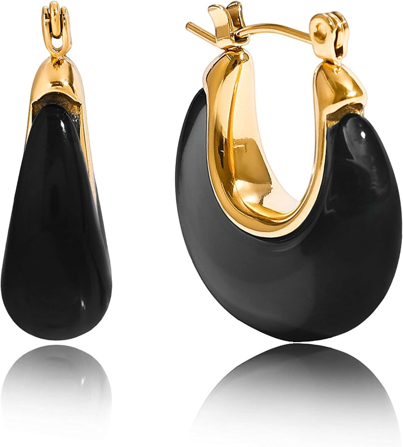 Resin Gold Hoop Earrings Chunky Statement Daily Wear for Women | Amazon (US)