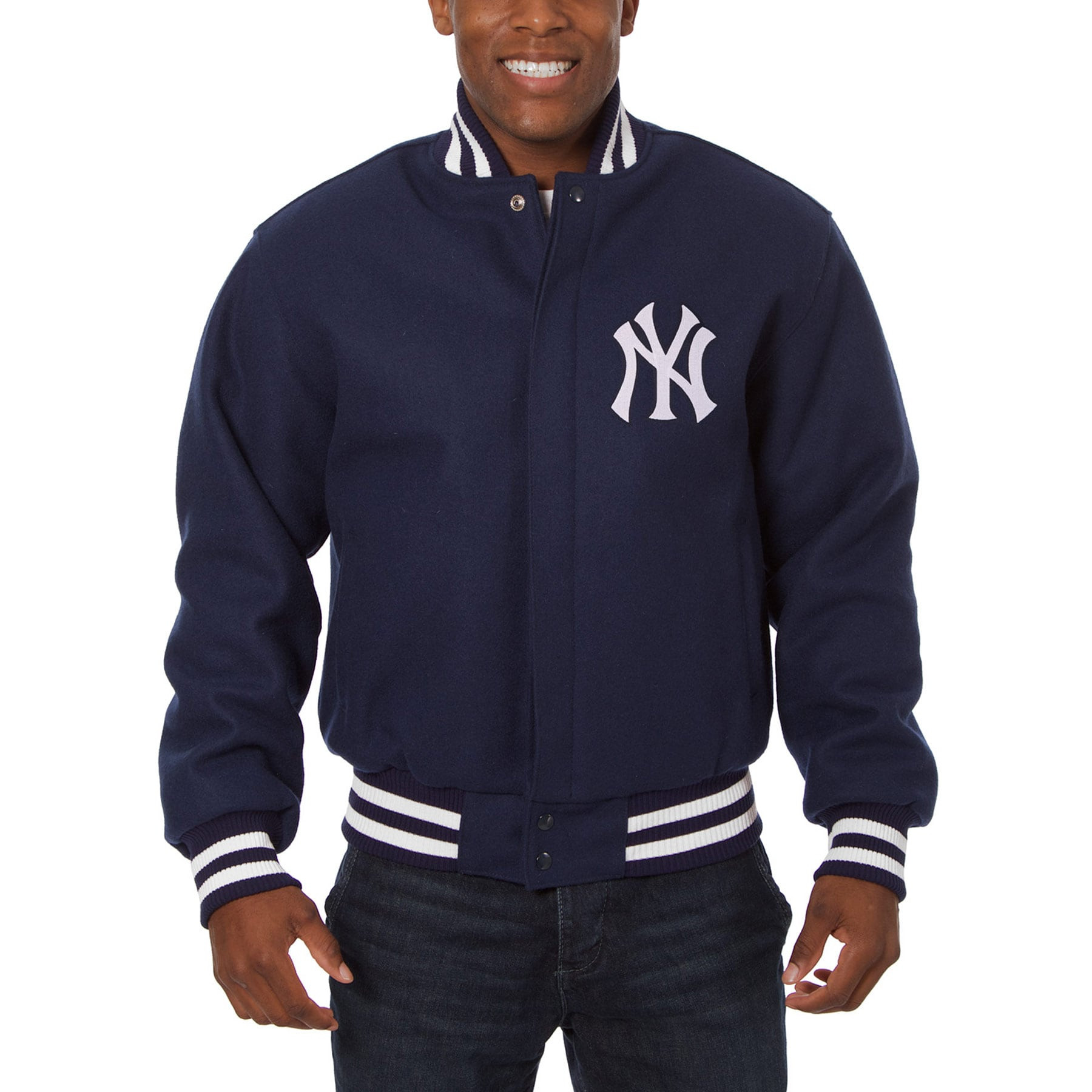 Men's New York Yankees JH Design Navy Wool Full-Button Jacket | MLB Shop