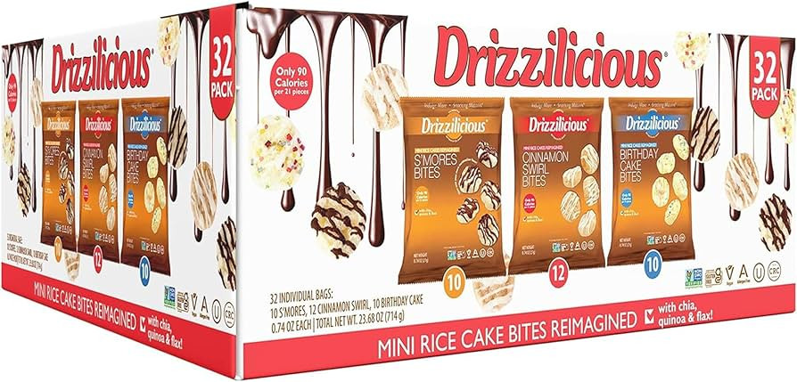 Drizzilicious Mini Rice Cakes Variety Pack - Rice Crisps, Healthy Snack for Adults and Kids, Flav... | Amazon (US)