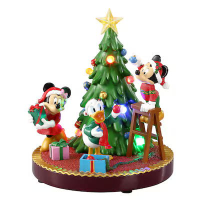 Disney 9-in LED Musical Mickey, Minnie & Donald Christmas Tree Scene Decoration | Lowe's