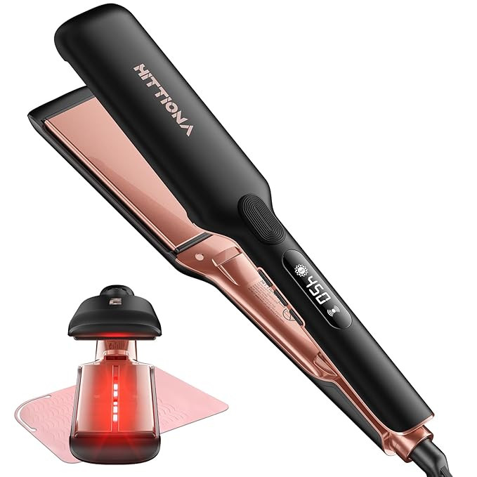 HITTIONA Professional 1.75” Wide Ceramic Hair Straightener, Infrared Flat Iron for Fast Styling... | Amazon (US)