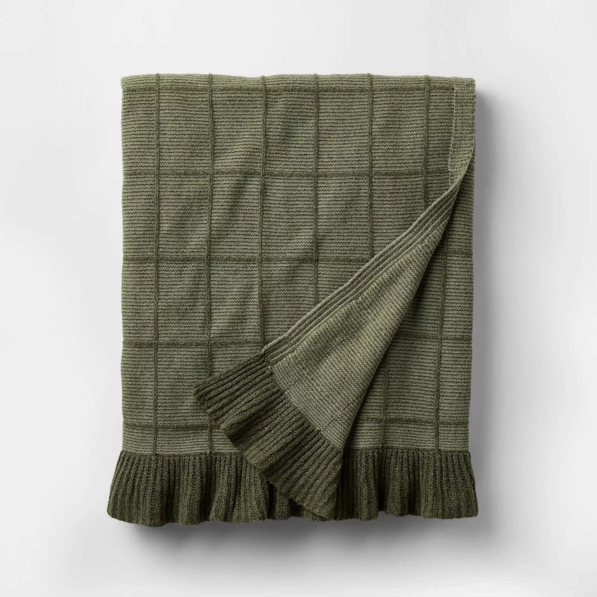 50"x60" Windowpane Plaid with Ruffle Throw Blanket - Threshold™ designed with Studio McGee | Target