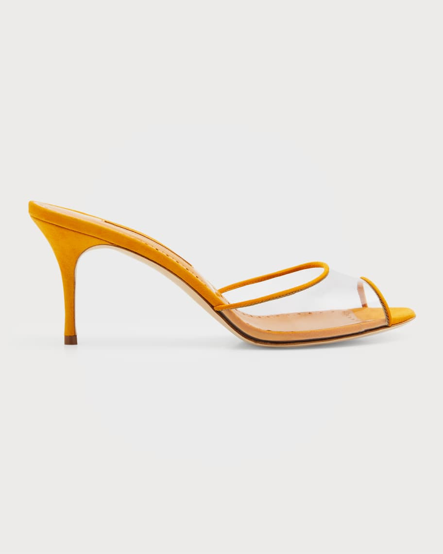Manolo Blahnik Jadifa Clear Stiletto Mule Sandals | Neiman Marcus
