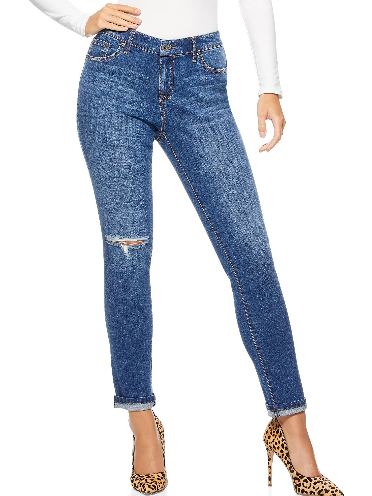 Sofia Jeans Bagi Boyfriend Ripped Knee High Waist Ankle Jean Women's | Walmart (US)