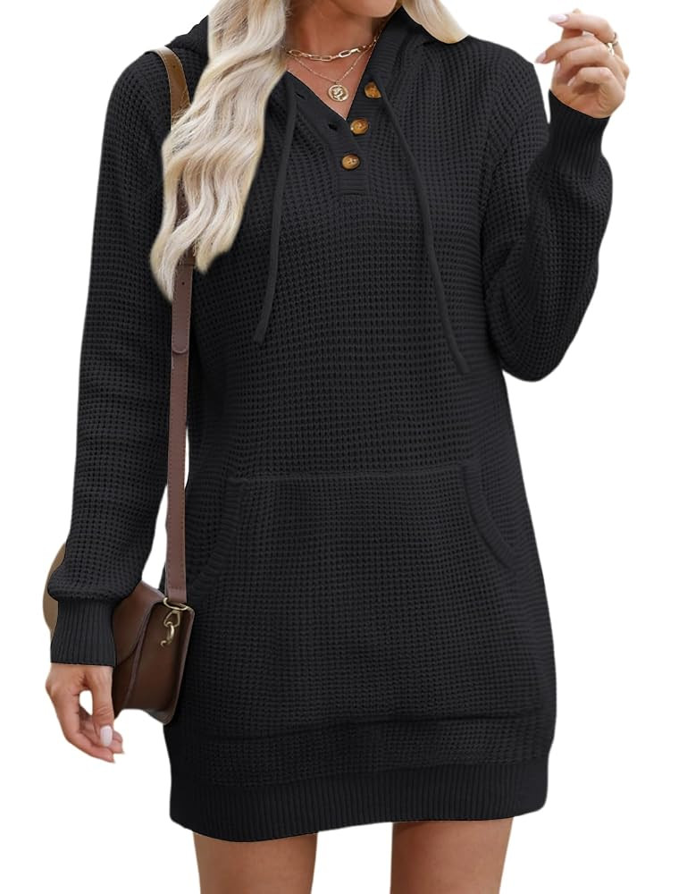 CiCiBird Women Fall Sweater Dress Knit V Neck Pullover Casual Long Sleeve Short Dresses with Pock... | Amazon (US)
