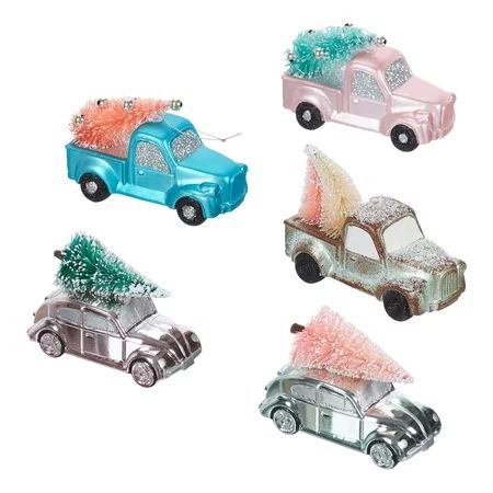 Holiday Time Truck and Car Christmas Tree Ornaments, 5 Count, Limited Edition | Walmart (US)