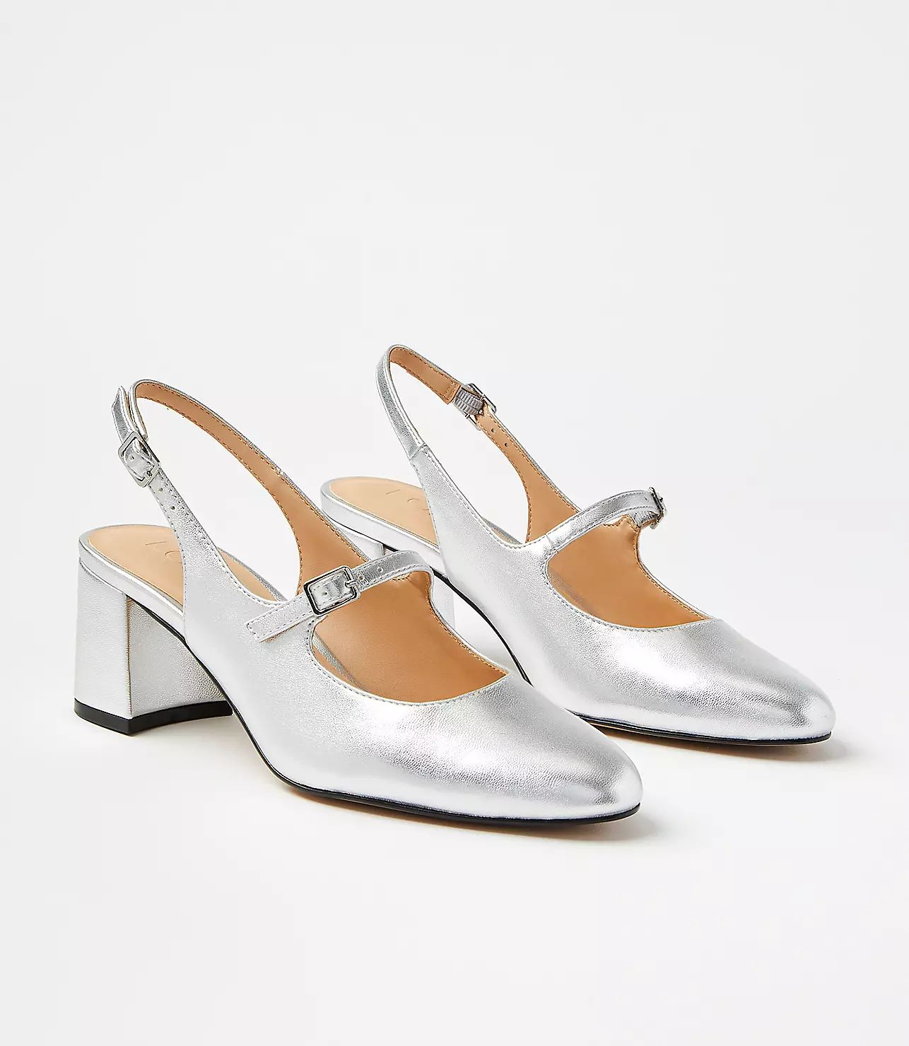 Metallic Mary Jane Slingback Block Heels | LOFT