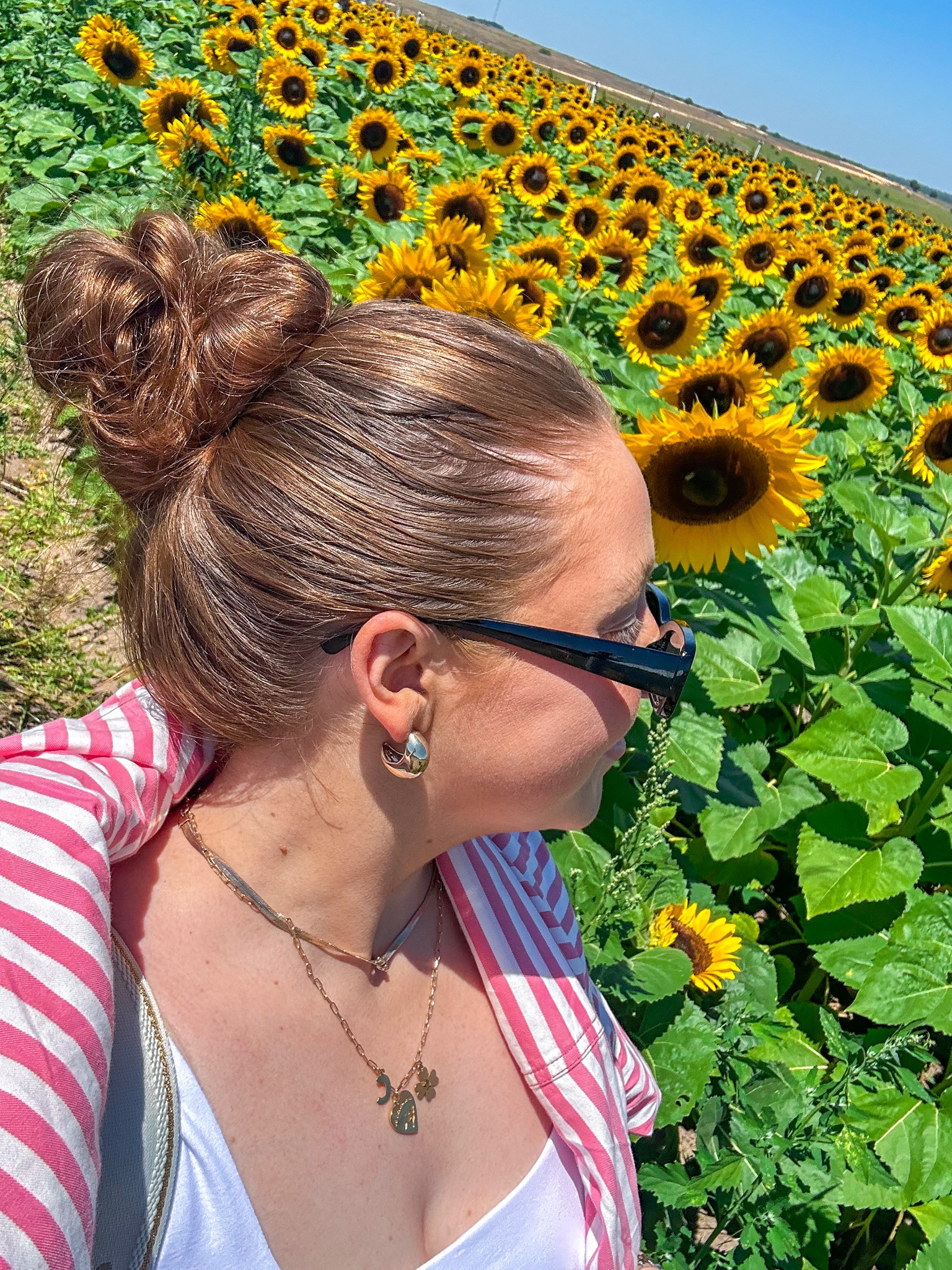 sunflower field, spring inspo, slicked back hairstyles 