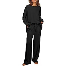 ETCYY NEW Lounge Sets for Women 2 Piece Outfits with Side Split Sweatshirt Tops and Wide Leg Swea... | Amazon (US)