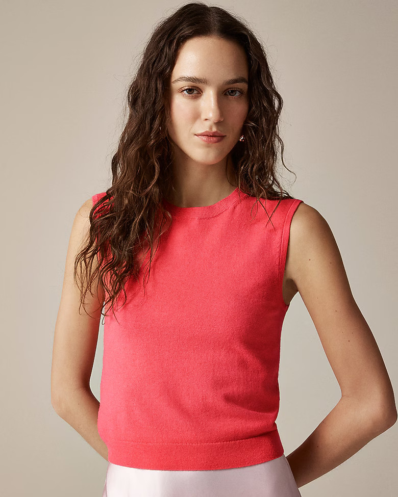 Featherweight cashmere-blend cropped sweater shell | J. Crew US