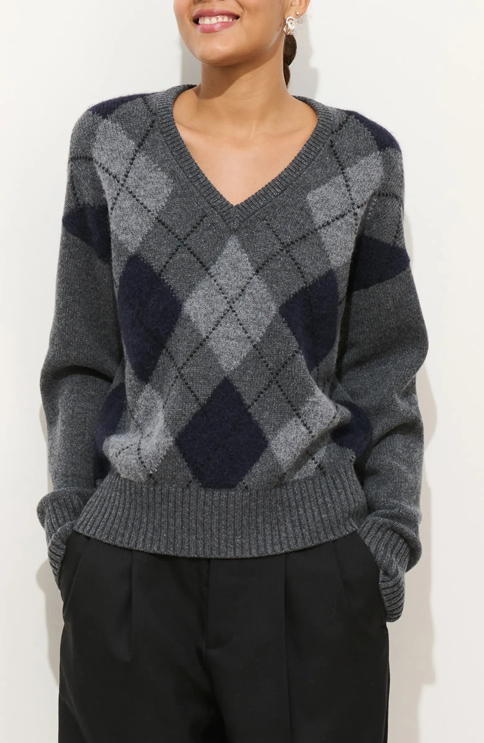 Campbell Argyle Wool Blend V-Neck Sweater | Nordstrom