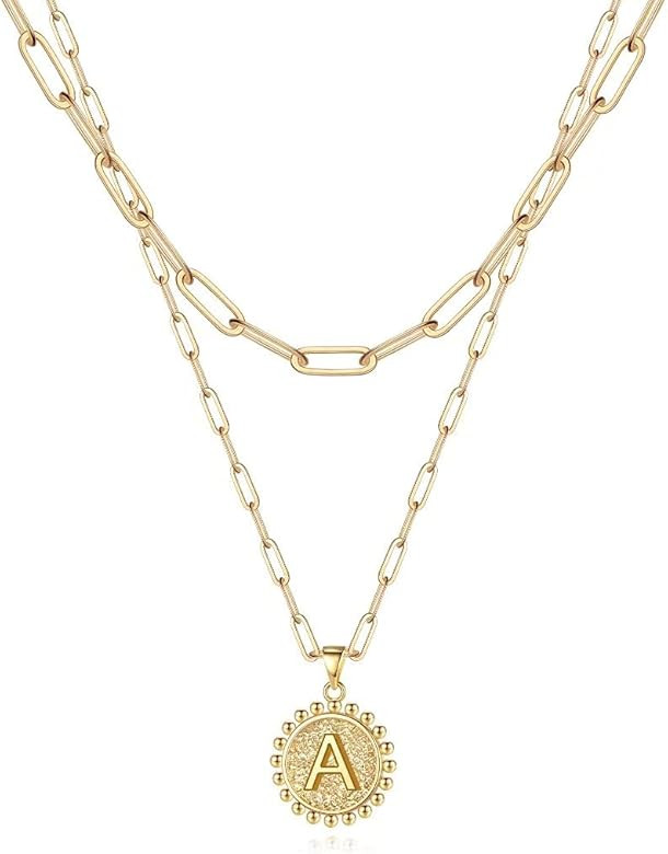 Layered Choker Necklaces for Women, 14K Gold Plated Dainty Layering Paperclip Chain Necklace Simple  | Amazon (US)