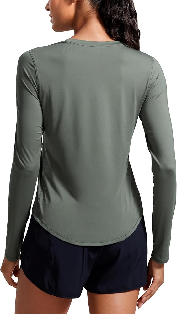 CRZ YOGA Lightweight Long Sleeve Workout Shirts for Women Gym Running Fall Tshirts High Neck Athl... | Amazon (US)