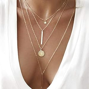 Dainty Coin Cross Pendant Layered Necklace Choker Whit Exquisite Crescent Gold Necklace for Women... | Amazon (US)